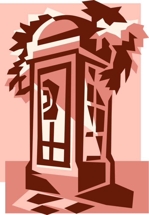 Vector Illustration of Public Pay Phone Telecommunications Device Telephone