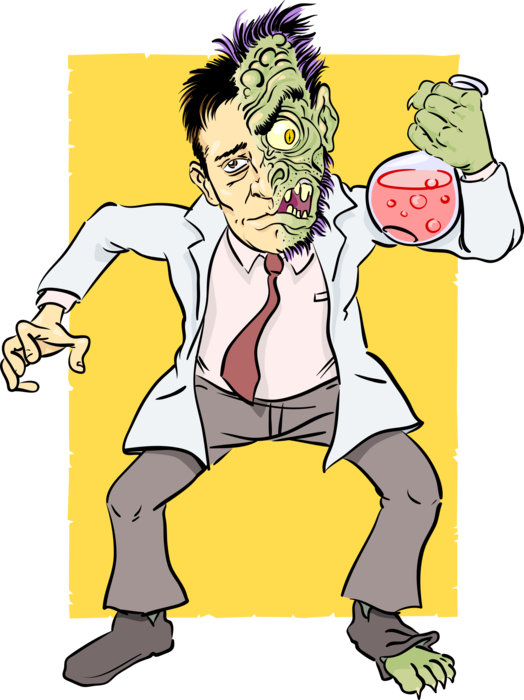 Vector Illustration of Dr. Jekyll and Mr. Hyde Possessed Doctor Unleashes Inner Demons