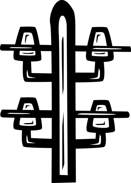 Vector Illustration of Transmission Tower Carries Electrical Power Lines to Distribute Electricity