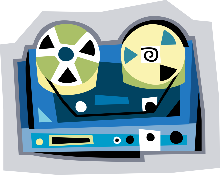 Vector Illustration of Audio Tape Recorder, Tape Deck Analog Audio Recording and Storage Device