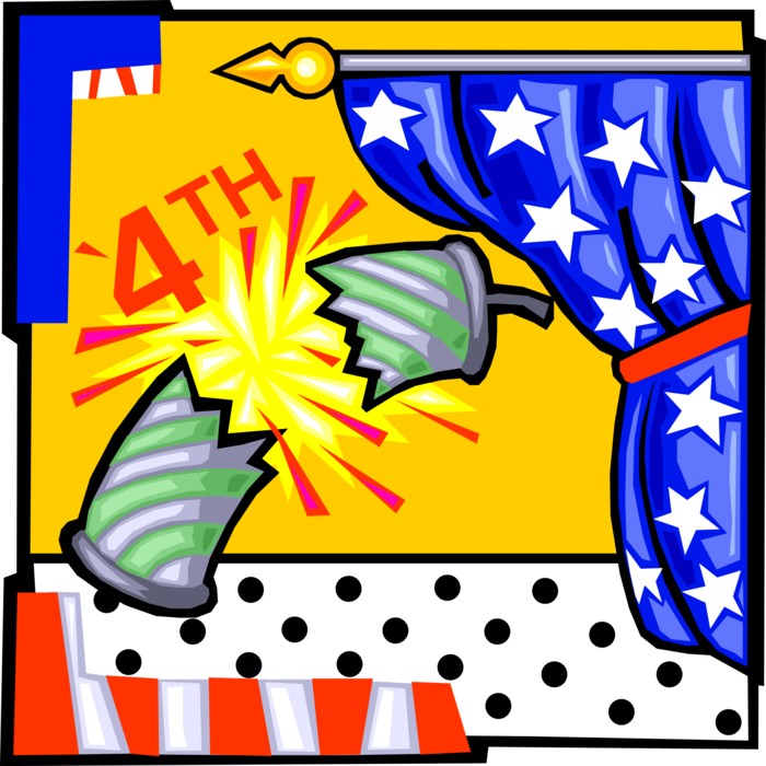 Vector Illustration of United States 4th of July American Independence Day Celebration with Flag and Fireworks