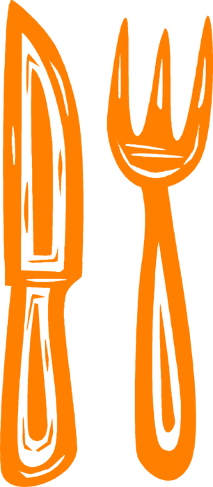 Vector Illustration of Eating Utensils Knife and Fork