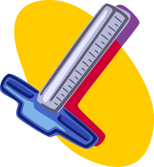 Vector Illustration of T-Square Technical Drawing Instrument used by Draftsmen