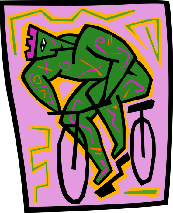 Vector Illustration of Cycling Enthusiast Riding Bicycle