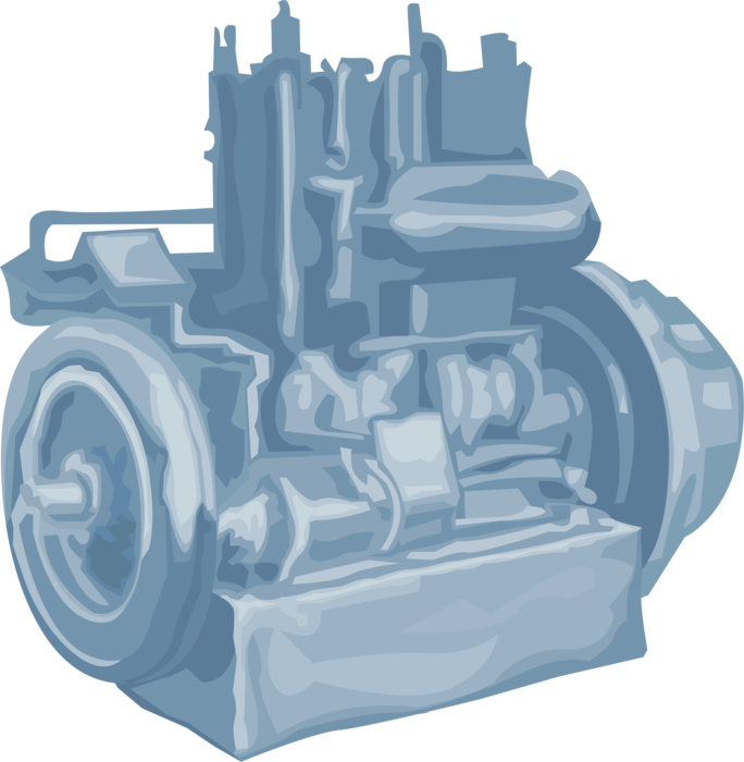 Vector Illustration of Compressionless Indirect-Acting Free-Piston Combustion Engine