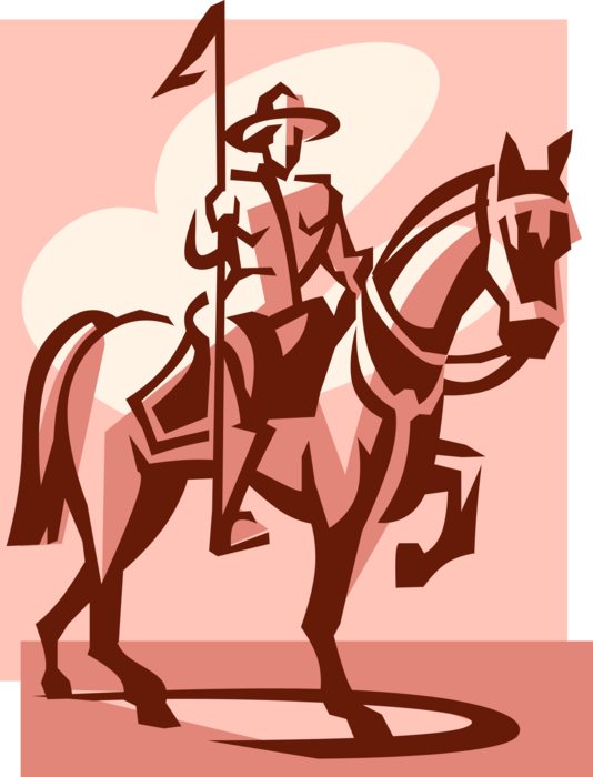 Vector Illustration of Canadian Mountie Mounted Police Law Enforcement Officer on Equestrian Horse