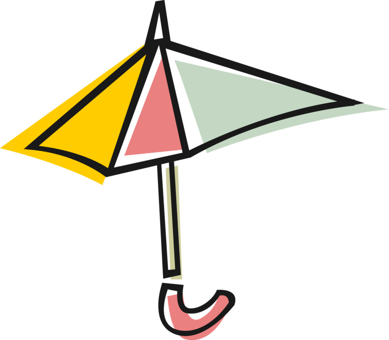 Vector Illustration of Umbrella or Parasol Provides Protection from Inclement Weather Rain or Bright Sunlight