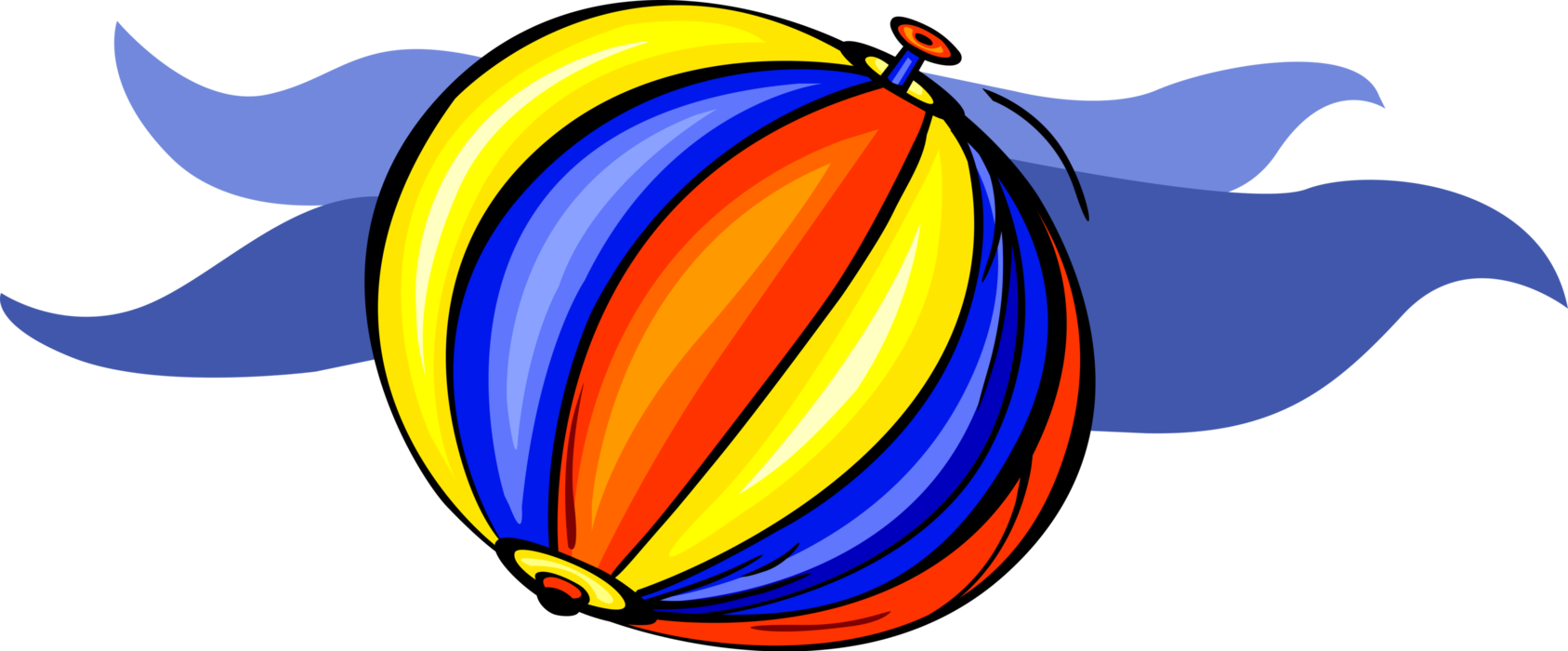 Vector Illustration of Inflatable Beach Ball with Ocean Waves