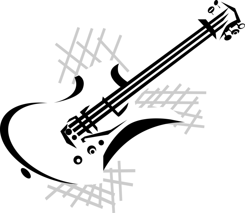 Vector Illustration of Electric Guitar Stringed Musical Instrument