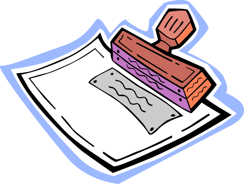 Vector Illustration of Rubber Stamp Imprints Dates, Standard Designations or Notices