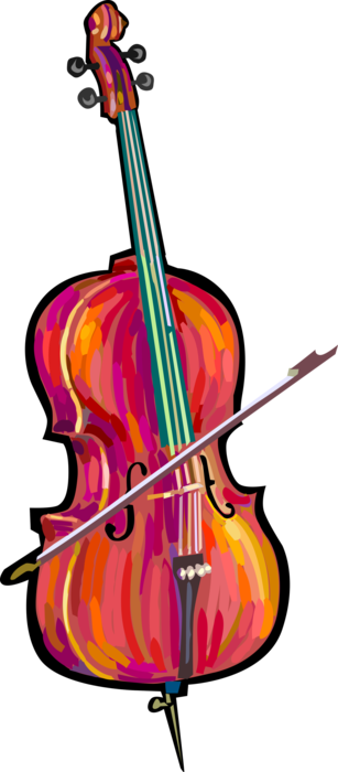 Vector Illustration of Cello Bowed String Musical Instrument