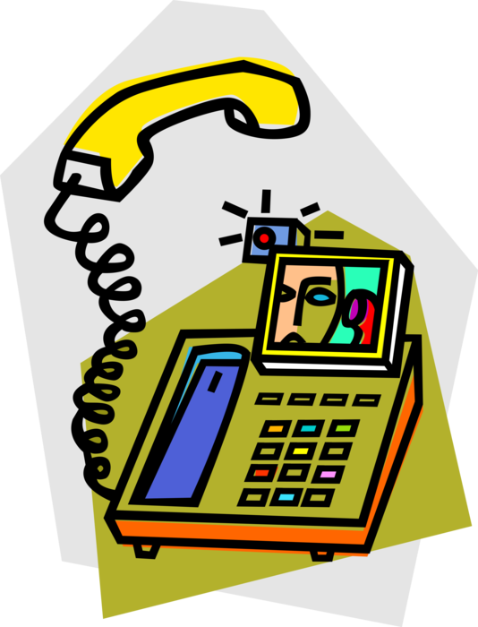 Vector Illustration of Videophone Telephone with Video Display