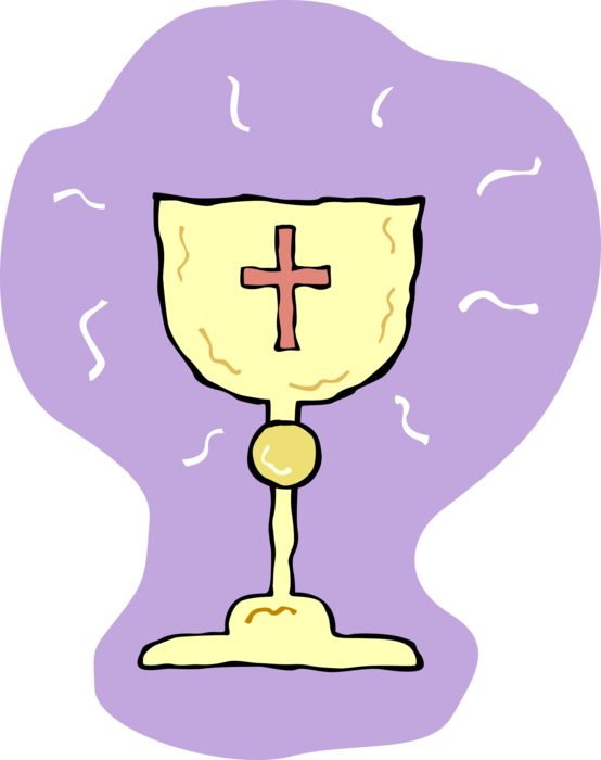 Vector Illustration of Christian Religious Faith Communion Sacrament Chalice Cup with Cross