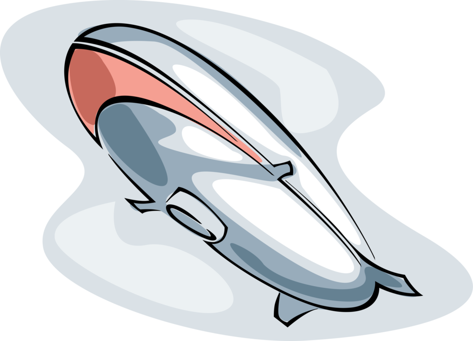 Vector Illustration of Dirigible or Blimp Airship Lighter-Than-Air Aircraft Navigate Under its Own Power