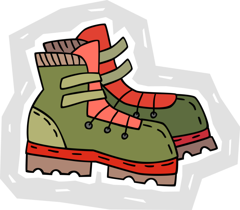 Vector Illustration of Hiking Boots Footwear Designed to Protect the Feet While Walking or Hiking