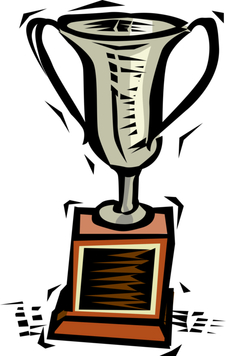 Vector Illustration of Winner's Trophy Cup Prize Award Recognizes Specific Achievement or Evidence of Merit