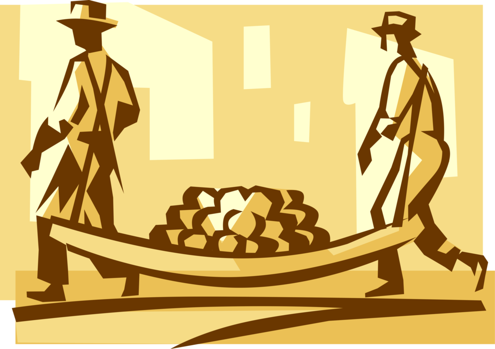 Vector Illustration of Netherlands Dutch Cheese Market with Gouda Cheese Wheels Carried on Sledge