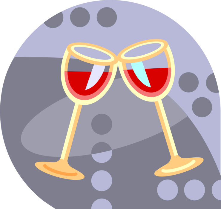 Vector Illustration of Wine Glasses Toast in Expression of Honor or Goodwill