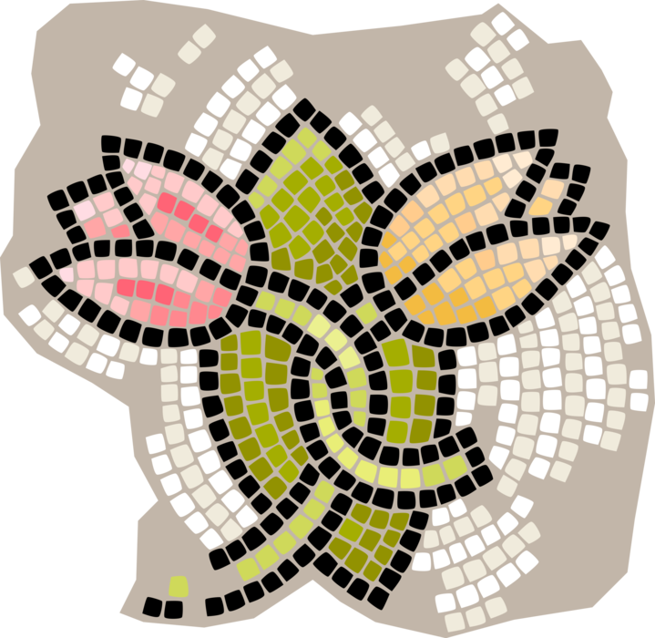 Vector Illustration of Decorative Mosaic Spring Tulip Bulbous Plant Flowers