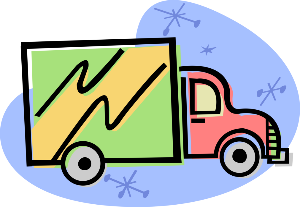 Vector Illustration of Freight Shipping and Distribution Transport Delivery Truck Vehicle