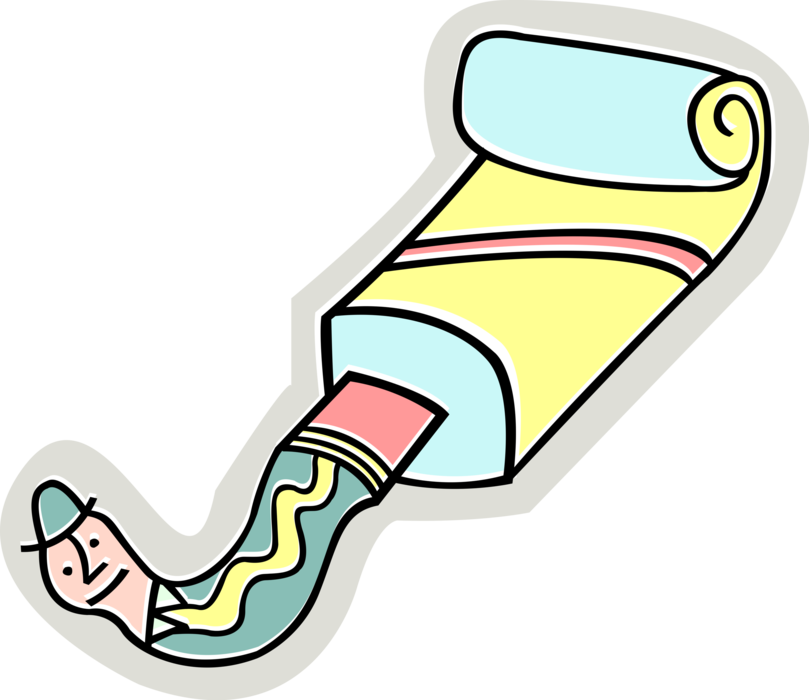 Vector Illustration of Oral Hygiene Toothpaste Dentifrice Removes Dental Plaque