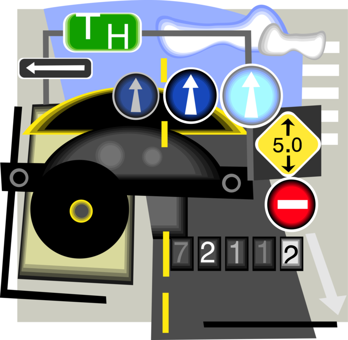 Vector Illustration of Traffic Road Signs and Driving Symbols
