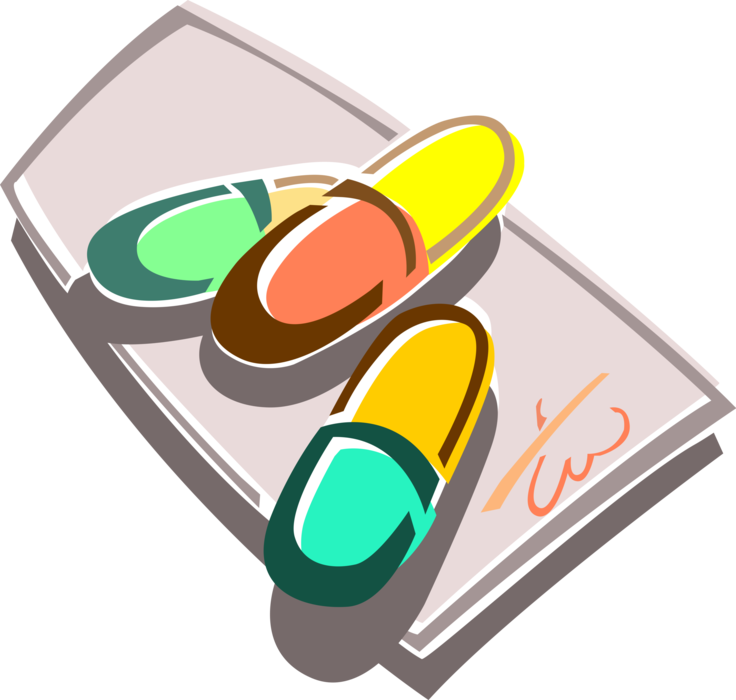 Vector Illustration of Pharmaceutical Medical Prescription Medication Medicine Oral Dosage Pill Capsules