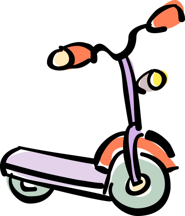 Vector Illustration of Child's Foot-Powered Kick Scooter Cycle with Step-Through Frame