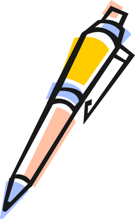 Vector Illustration of Retractable Ballpoint Pen Writing Instrument Available in Disposable and Refillable Models
