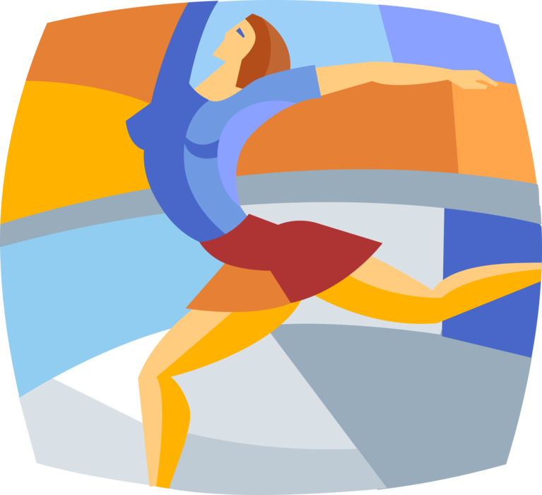 Vector Illustration of Gymnast Performing Floor Routine in Gymnastics Competition