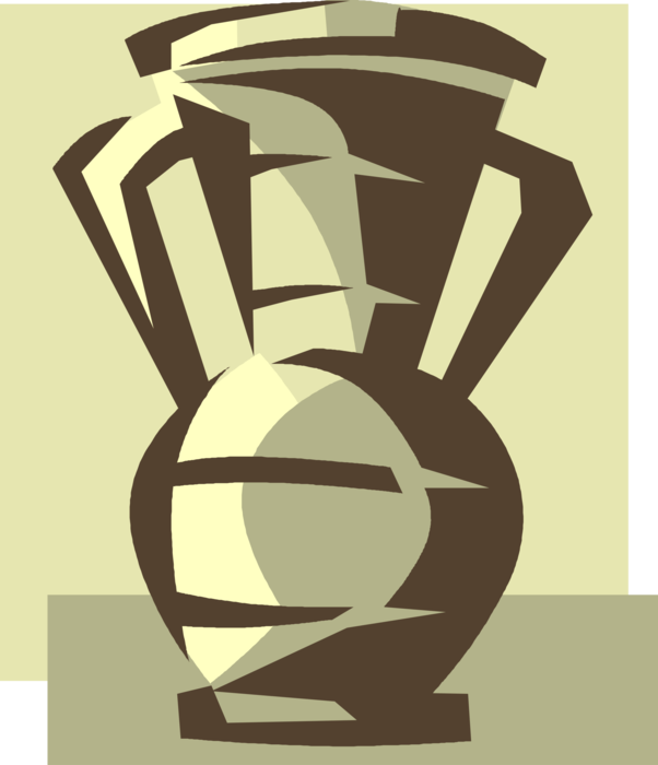 Vector Illustration of Terracotta Vase or Amphora Container for Transport and Storage from Neolithic Period of Antiquity