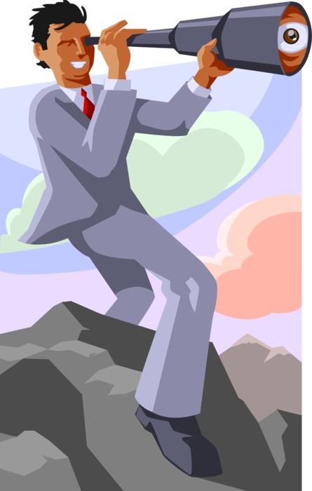 Vector Illustration of Businessman Exploring New Business Territories