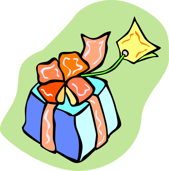 Vector Illustration of Gift Wrapped Birthday, Anniversary, or Christmas Present with Ribbon and Bow