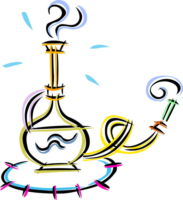 Vector Illustration of Persian Hookah Water Pipe for Vaporizing and Smoking Flavored Shisha Tobacco