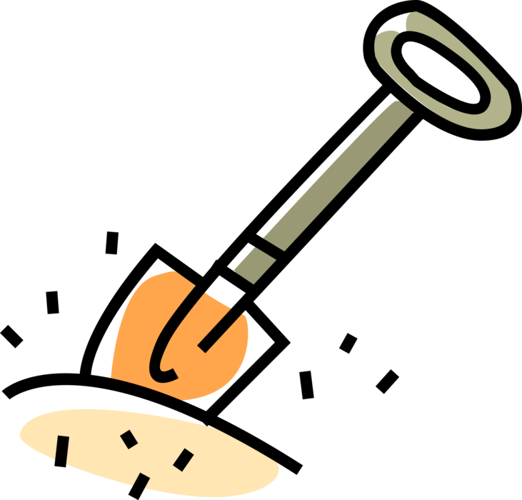 Vector Illustration of Shovel Tool for Digging and Lifting used in Construction, Gardening and Agriculture