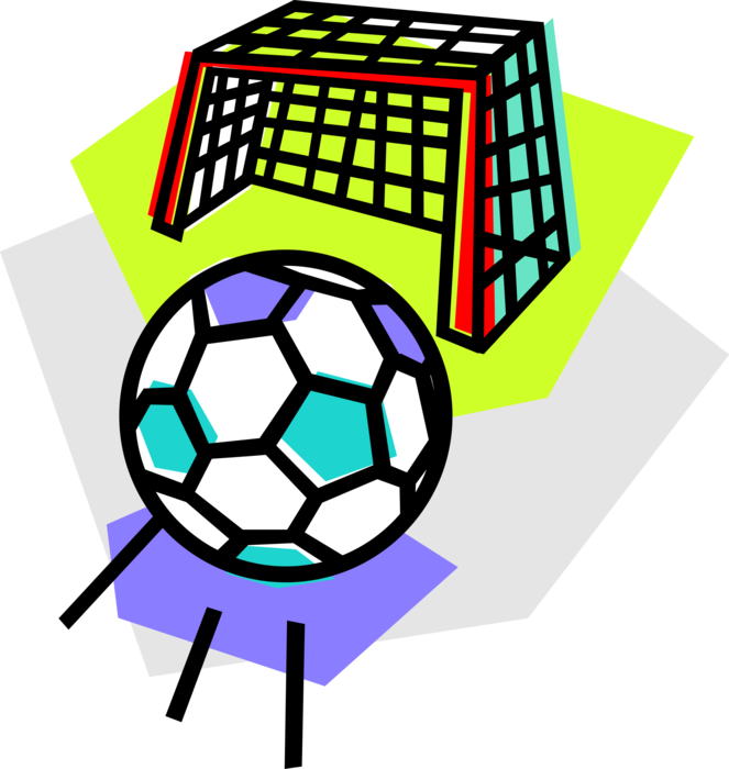 Vector Illustration of Sport of Soccer Football Shot on Goal Net