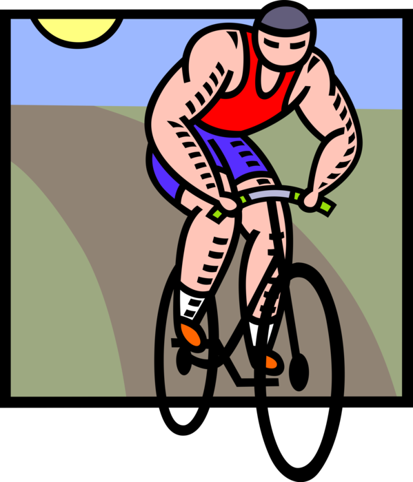 Vector Illustration of Cyclist in Cross-Country Bicycle Race