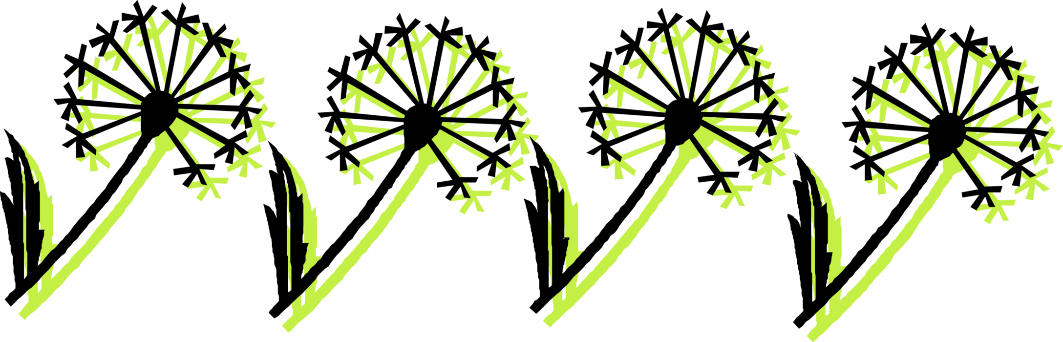 Vector Illustration of Flowering Dandelion Seeds Blowing in the Wind