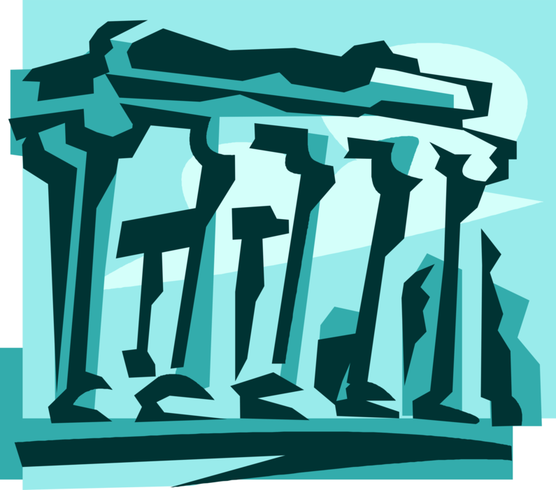 Vector Illustration of Classical Greece Greek Temple Architecture Acropolis Parthenon, Athens