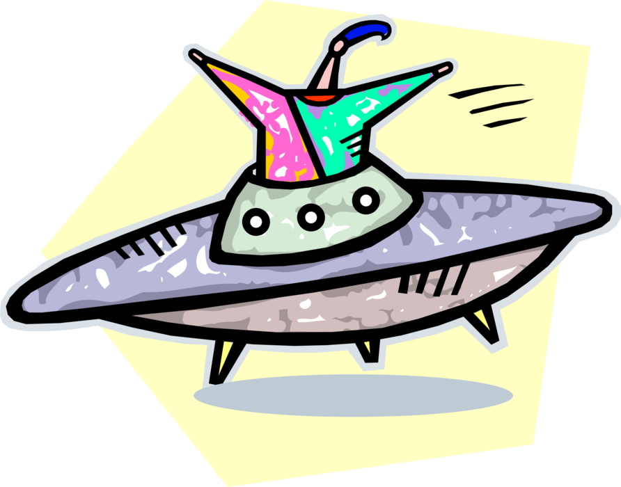 Vector Illustration of Alien Flying Unidentified Flying Object UFO Spacecraft Spaceship 