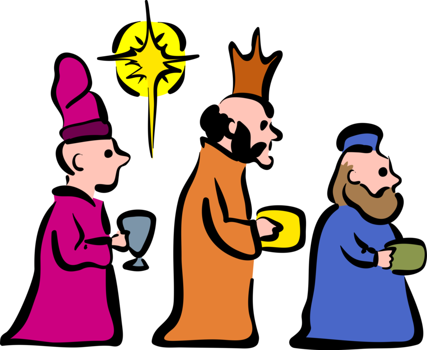 Vector Illustration of Festive Season Christmas Nativity Three Wise Men