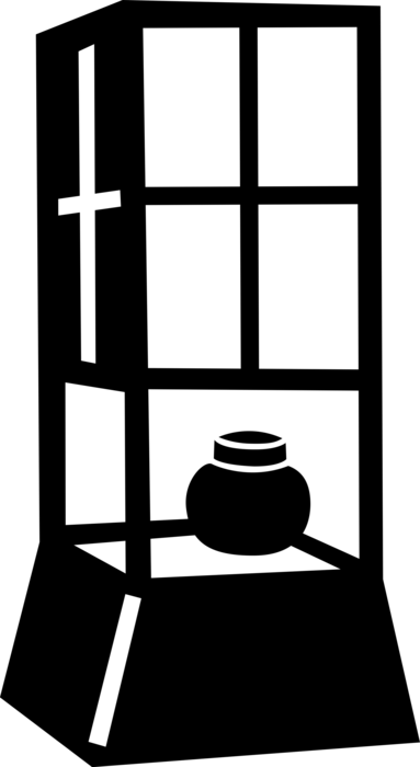 Vector Illustration of Japanese Storage Cabinet with Vase