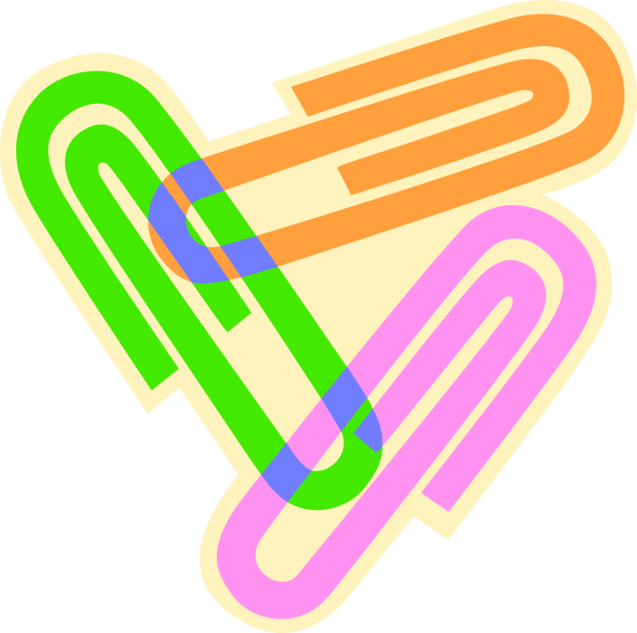 Vector Illustration of Paper Clip or Paperclip Office Stationery Tool used to Hold Together Sheets of Paper
