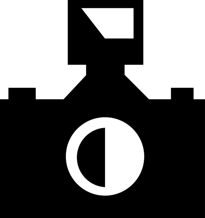 Vector Illustration of Photography Digital SLR 35mm Camera Produces Photographic Images