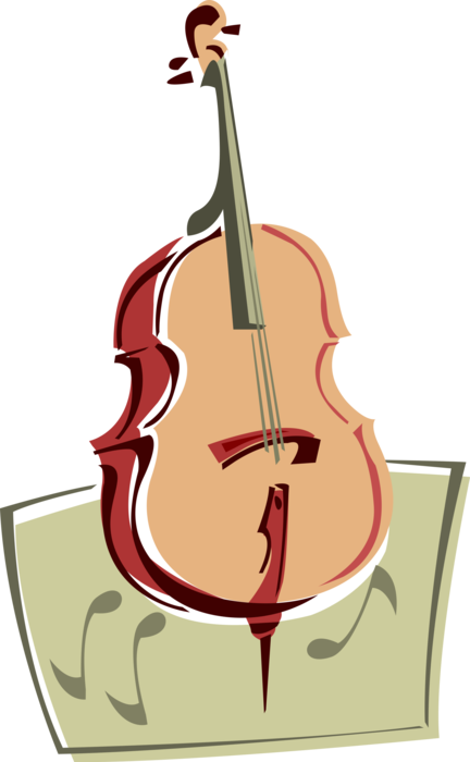 Vector Illustration of Bass Violin or Double Bass Bowed Symphony Orchestra Musical String Instrument