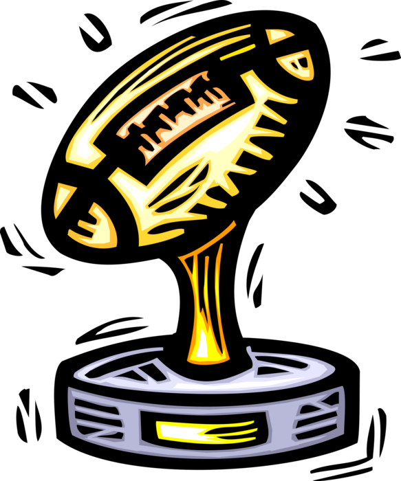 Vector Illustration of Football Winner's Trophy Recognizes Specific Achievement or Evidence of Merit