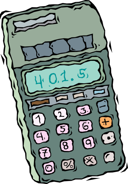 Vector Illustration of Calculator Portable Electronic Device Performs Basic Operations of Mathematics