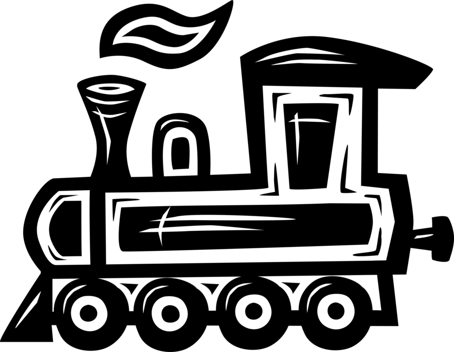 Vector Illustration of Railroad Rail Transport Speeding Locomotive Railway Train Engine