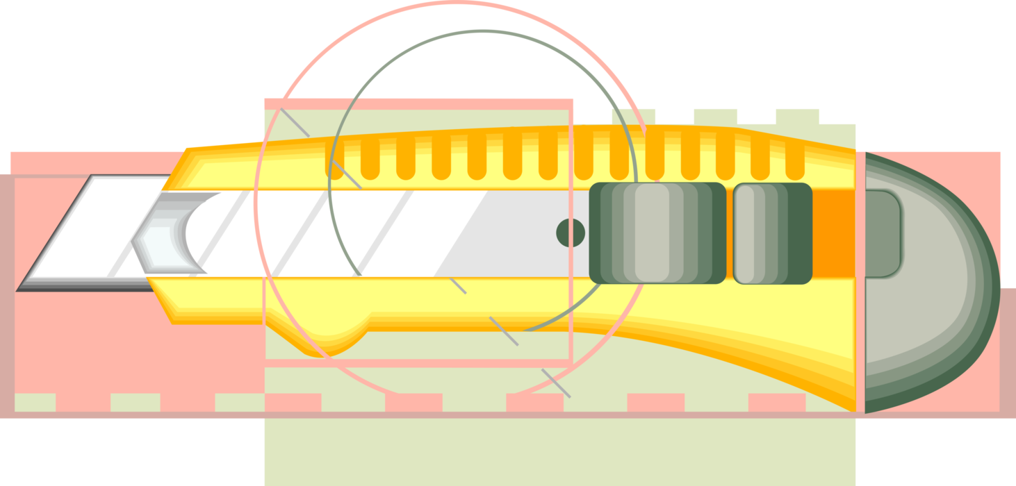 Vector Illustration of Retractable Blade Workplace Utility Safety Knife Sharp Cutting Tool