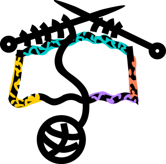 Vector Illustration of Yarn Wool and Knitting Needles